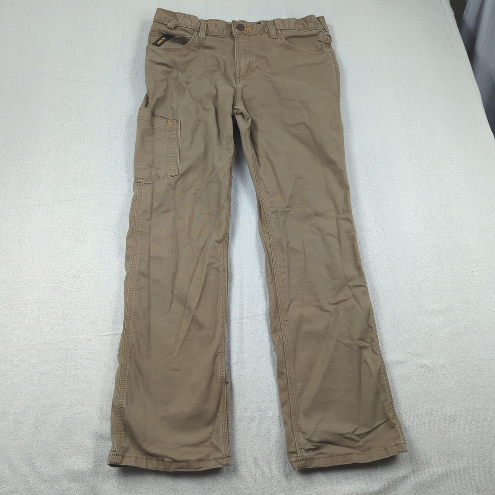 Ariat Pants Mens 35x32 Khaki Rebar M7 Chino Slim Fit Straight Leg Utility